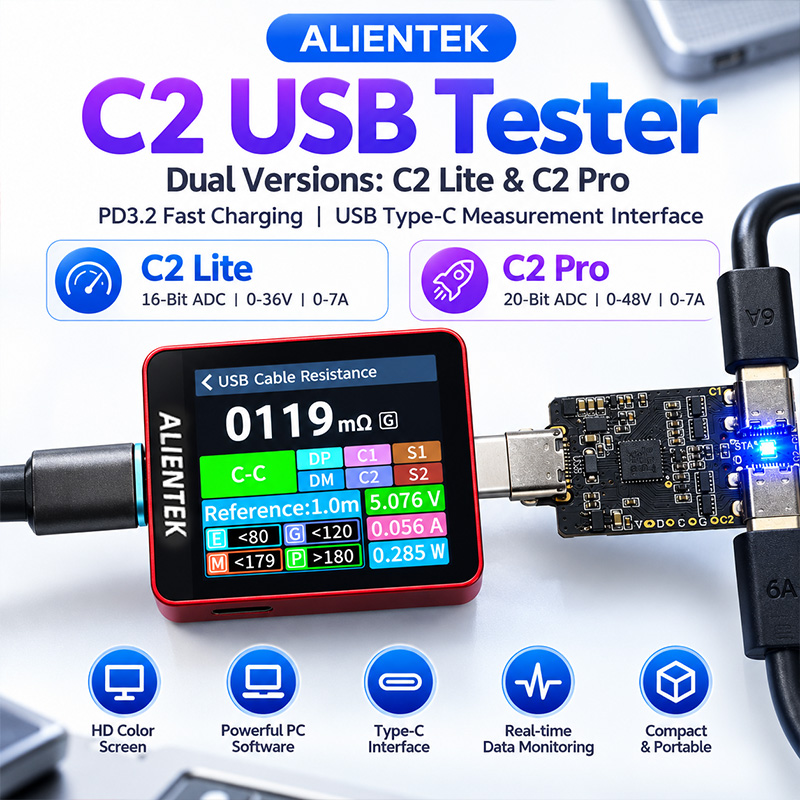 Logic Analyzer Usb - Testeur d'écran couleur ALIENTEK C2, 240W,